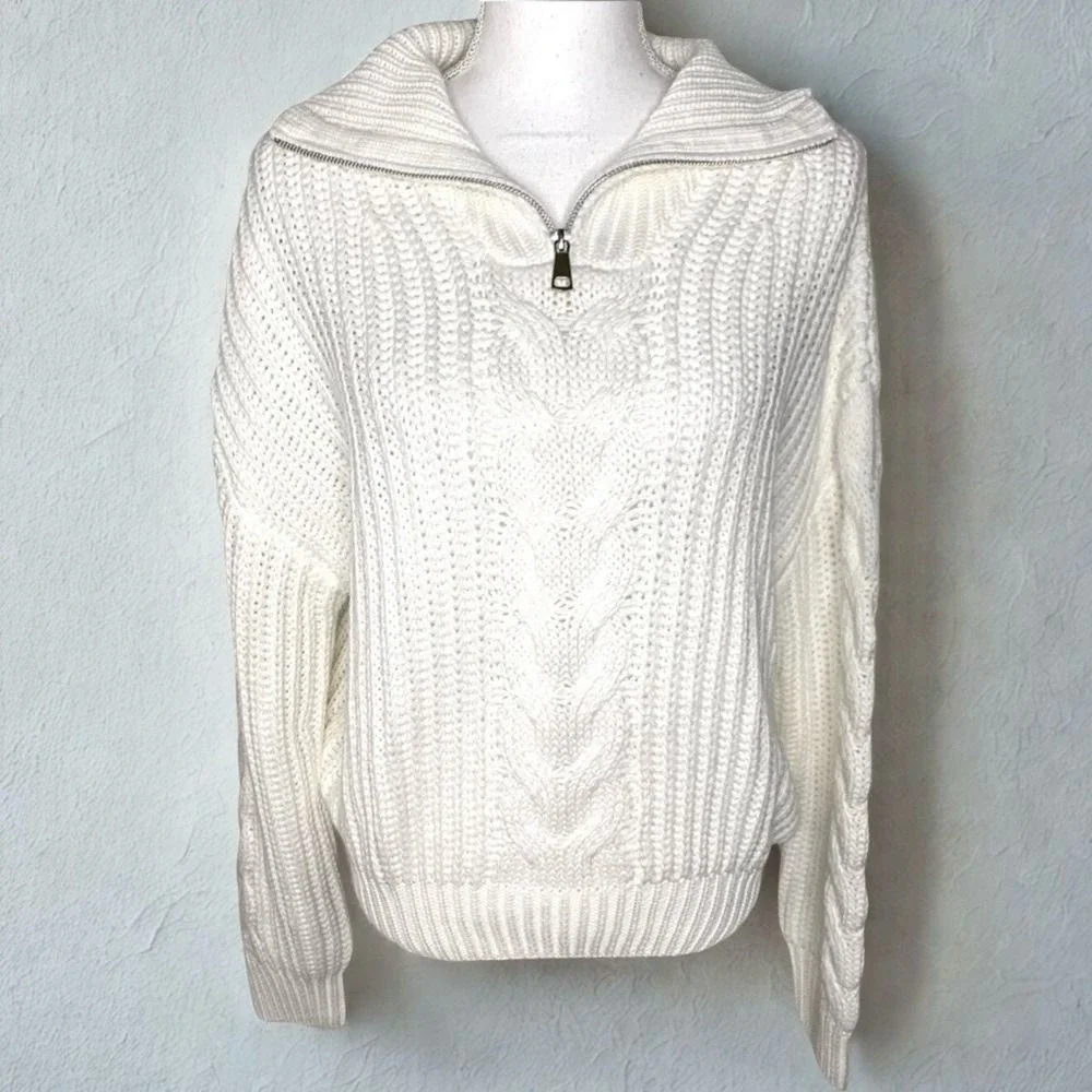 Elan Everest Cable Knit Sweater Women Small Cotton Blend NWT